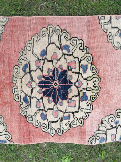 2'8x10'4 runner rug, oushak turkish runner rug, hallway vintage  runner, hand made wool runner, kitchen runner rug, entryway runner rug