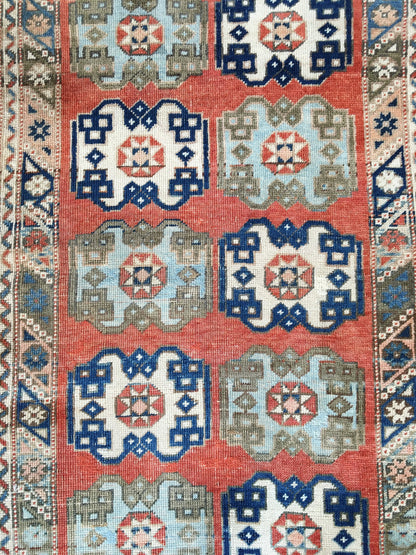 3x5 feet oushak wool rug, vintage handmade floor rug, turkish rug,kitchen rug, bohemian rug, red faded dining area rug, natural bedroom rugs