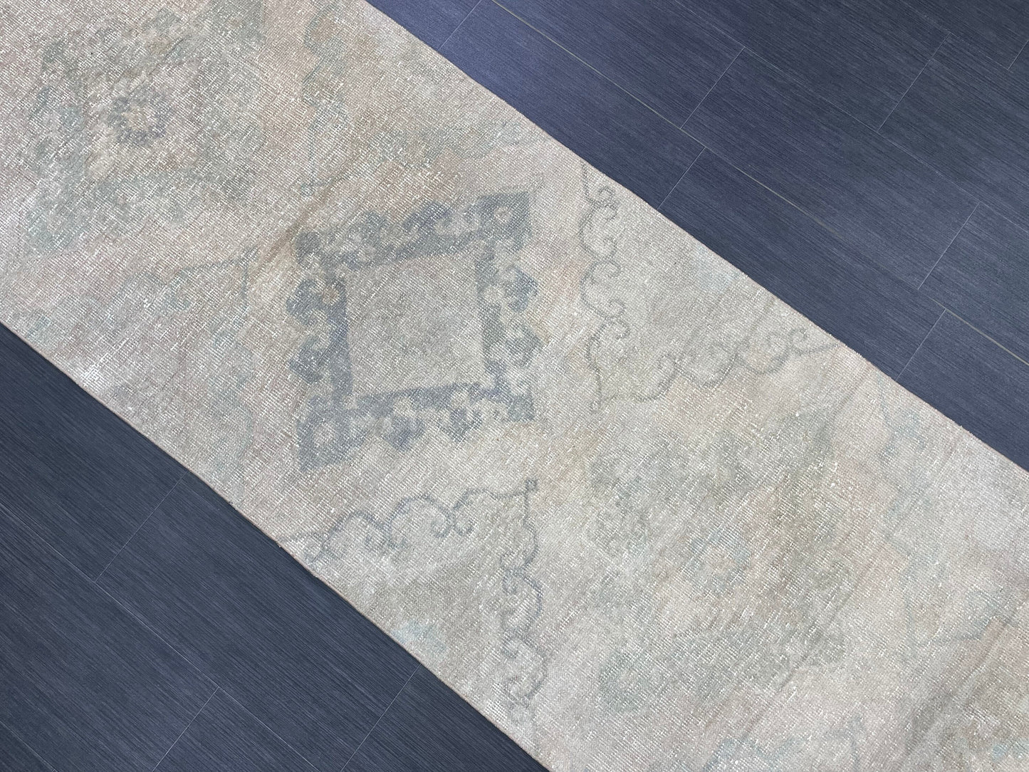 Muted Vintage Runner Rug 2.7 x 12.6 ft Muted Turkish runner rug Wool Pile Oushak Runner Hallway Rug runner Hand Knotted Runner Rug
