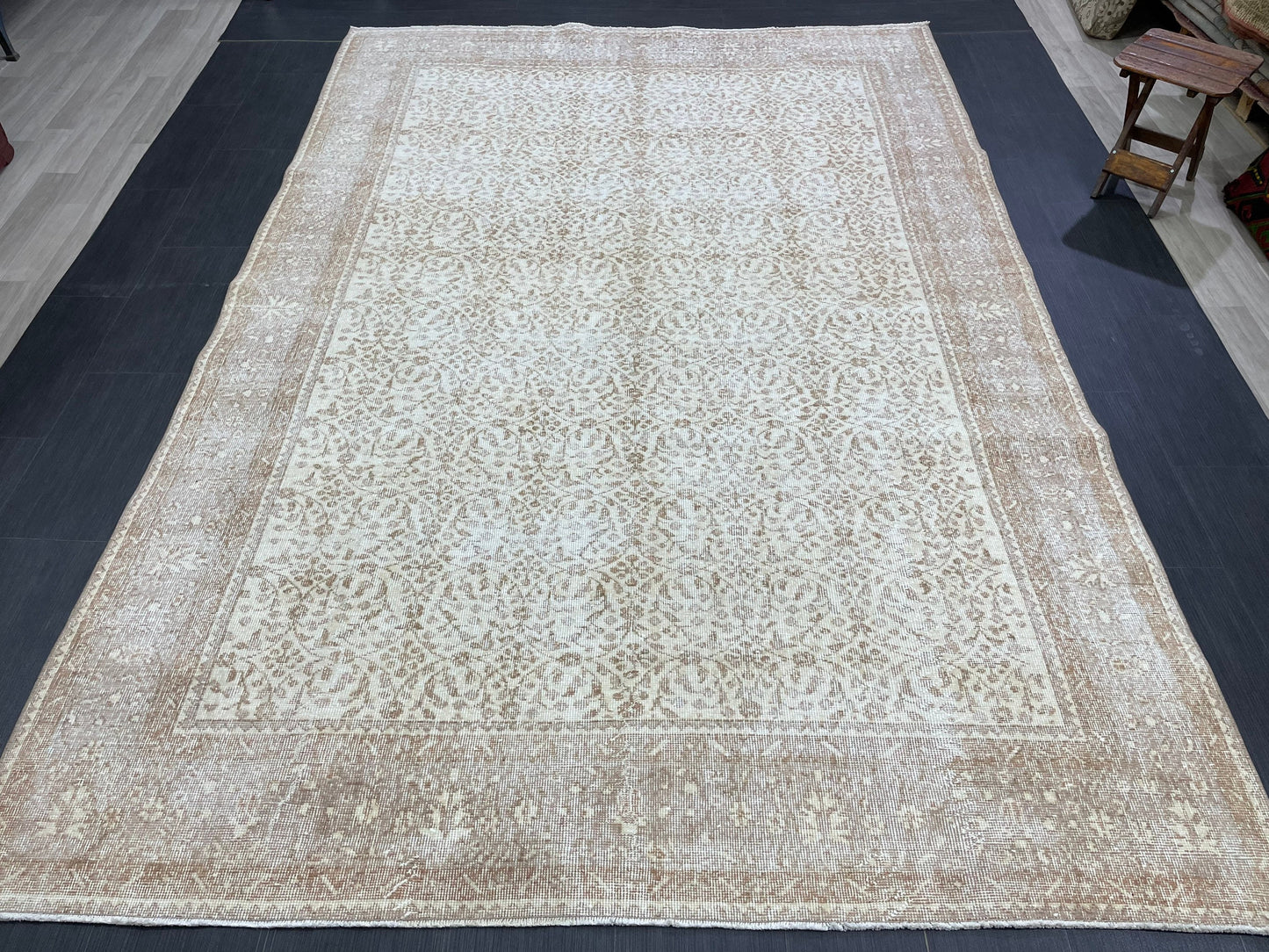 Muted Persian RUG 6.7 x 10 Turkish Oushak Rug Neutral Antique Rug Vintage Rug Wool Muted Oriental Rug Handmade Rug Hand Knotted Rug