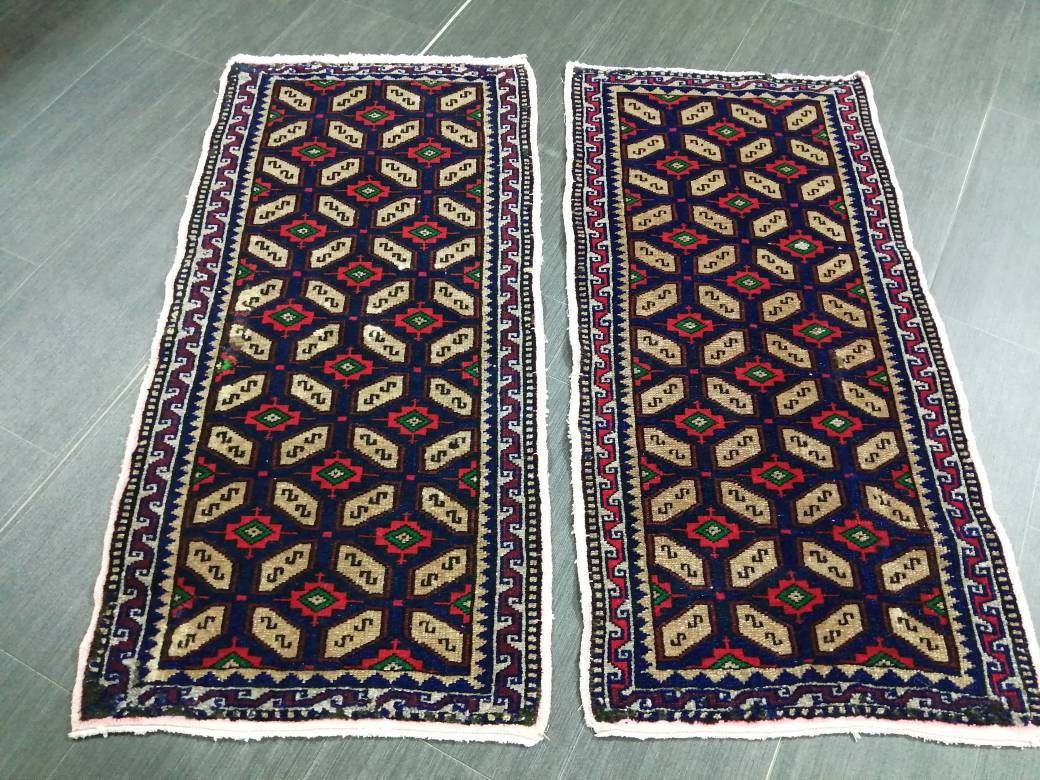 Twin Vintage Rug Mini Rug Navy Oushak Rug Small Area Rug Pair Turkish Rug Hand Made Rug A Pair Small Rug Twin Oriental Rug