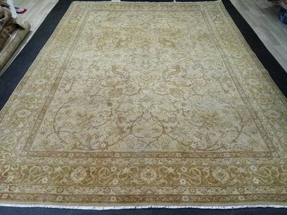 8.6 x 12 Large Persian RUG Oriental Rug Vintage Oushak Runner Rug 8 x 12 Rug Wool Turkish Rug Hand Made Rug 9x12 Brown Vintage Persian Rug
