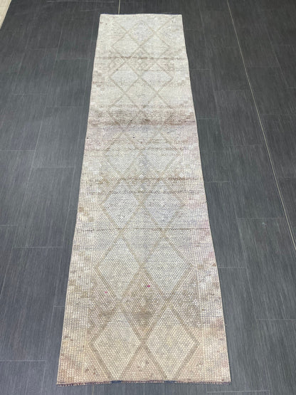 Muted Runner Rug Turkish 2.3 x 8.8 Runner Rug Vintage Runner Rug Hallway Runner Rug Kitchen Runner Rug Wool Runner Handmade Runner Rug