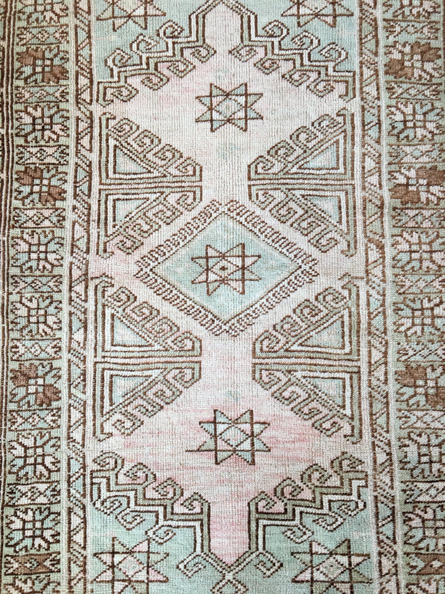 3x5 feet handmade antique persian motif rug, wool medium blue muted turkish living room rug, bohemian style kitchen floor rug, vintage rug