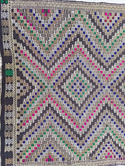 10'2x5'5 flatwoven with embroidery rug turkish hand made rugs vintage turkish rugs oushak rug vintage oushak rug,wool turkish wool kilim rug