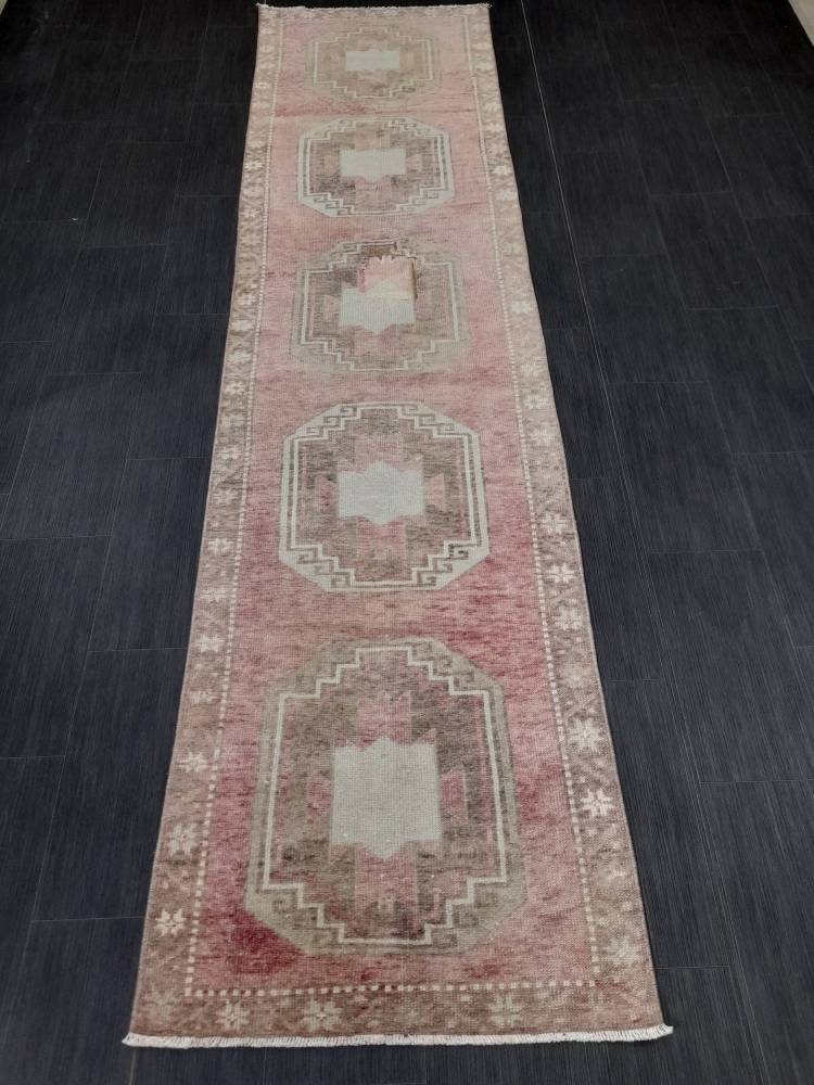 Muted Vintage Runner Rug 2.7 x 10.8 Muted Turkish Runner Rug Vintage Runner Rug Hallway Runner Rug Kitchen Runner Rug Hallway Runner Rug
