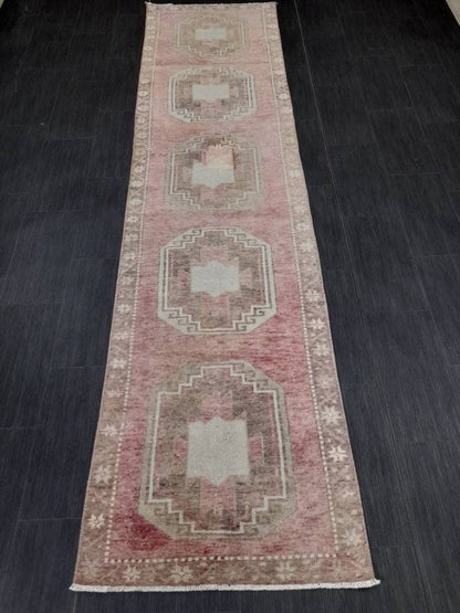 Muted Vintage Runner Rug 2.7 x 10.8 Muted Turkish Runner Rug Vintage Runner Rug Hallway Runner Rug Kitchen Runner Rug Hallway Runner Rug