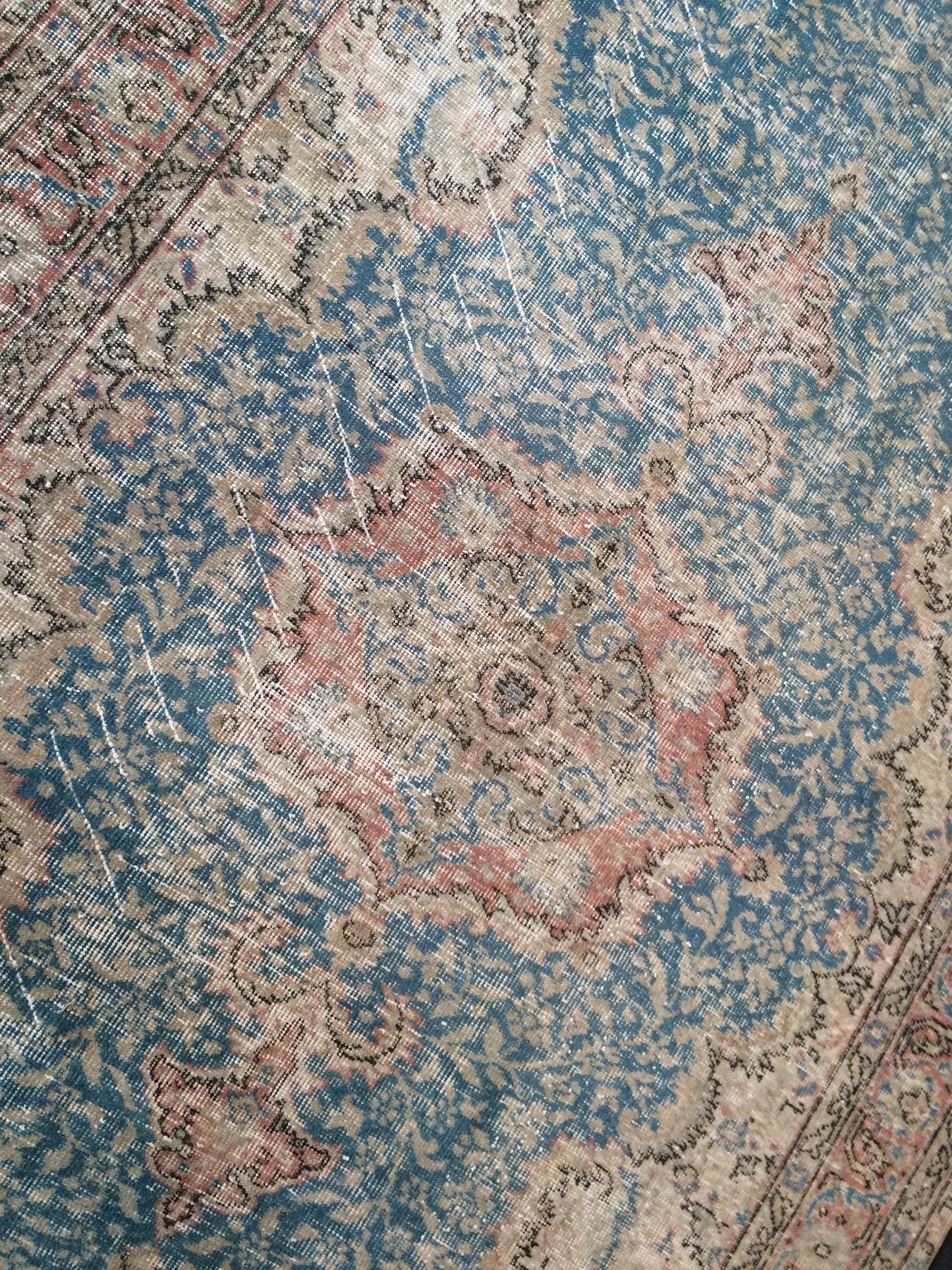 8.3x5 Light Pink Rug,Light Blue Rug,Turkish Rug,Vintage Rug, 5x8 Oushak Rug,Hand made Rug, Wool rug