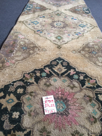 Oushak Runner Rug Turkish Runner Rug Vintage Runner Rug Hallway Runner Rug Kitchen Runner Rug Wool Runner Rug Wool Oushak Rug