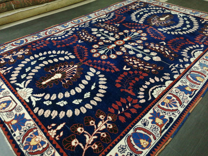 Oriental RUG 6.9 x 10.8 Oushak Rug  Blue Persian Rug Navy Vintage Rug Fine Oushak Rugs Antique Turkish Rug Muted Turkish room Rug 7x11 rug