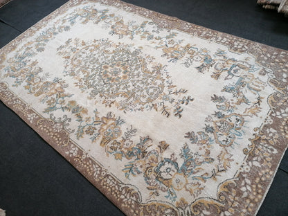 Large oushak rug, turkish oushak rug, vintage rug 10x6 feet vintage oushak rug, unique hand made rug, kitchen rug bohemian rug