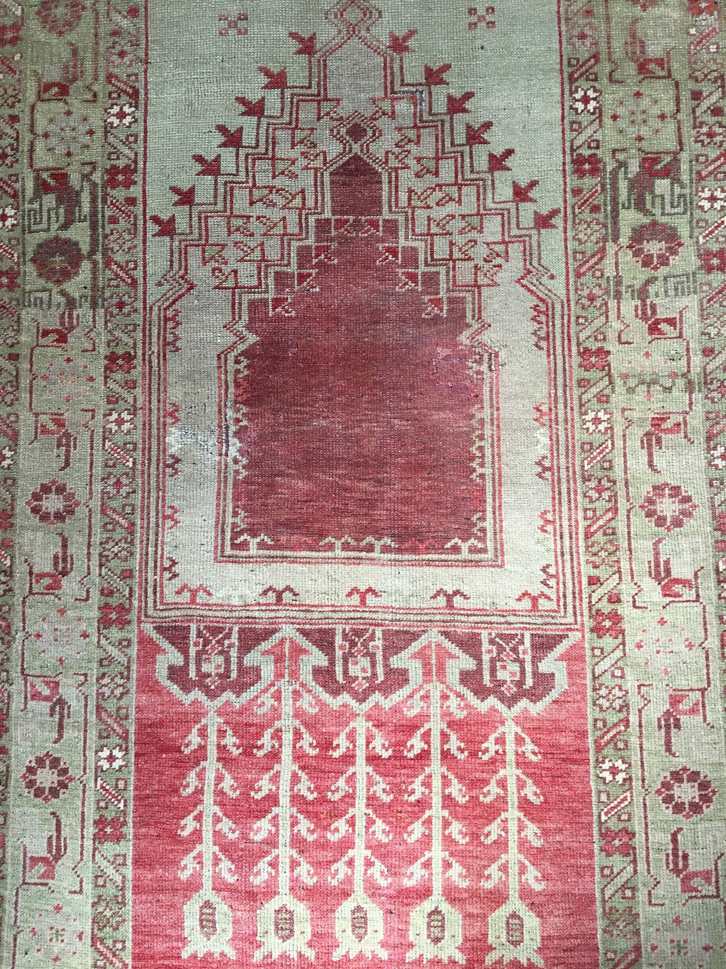 3x5 feet muted handmade turkish area rug, vintage oushak floor rug, red kitchen middle rug, beige wool bedroom rug, living room accent rugs