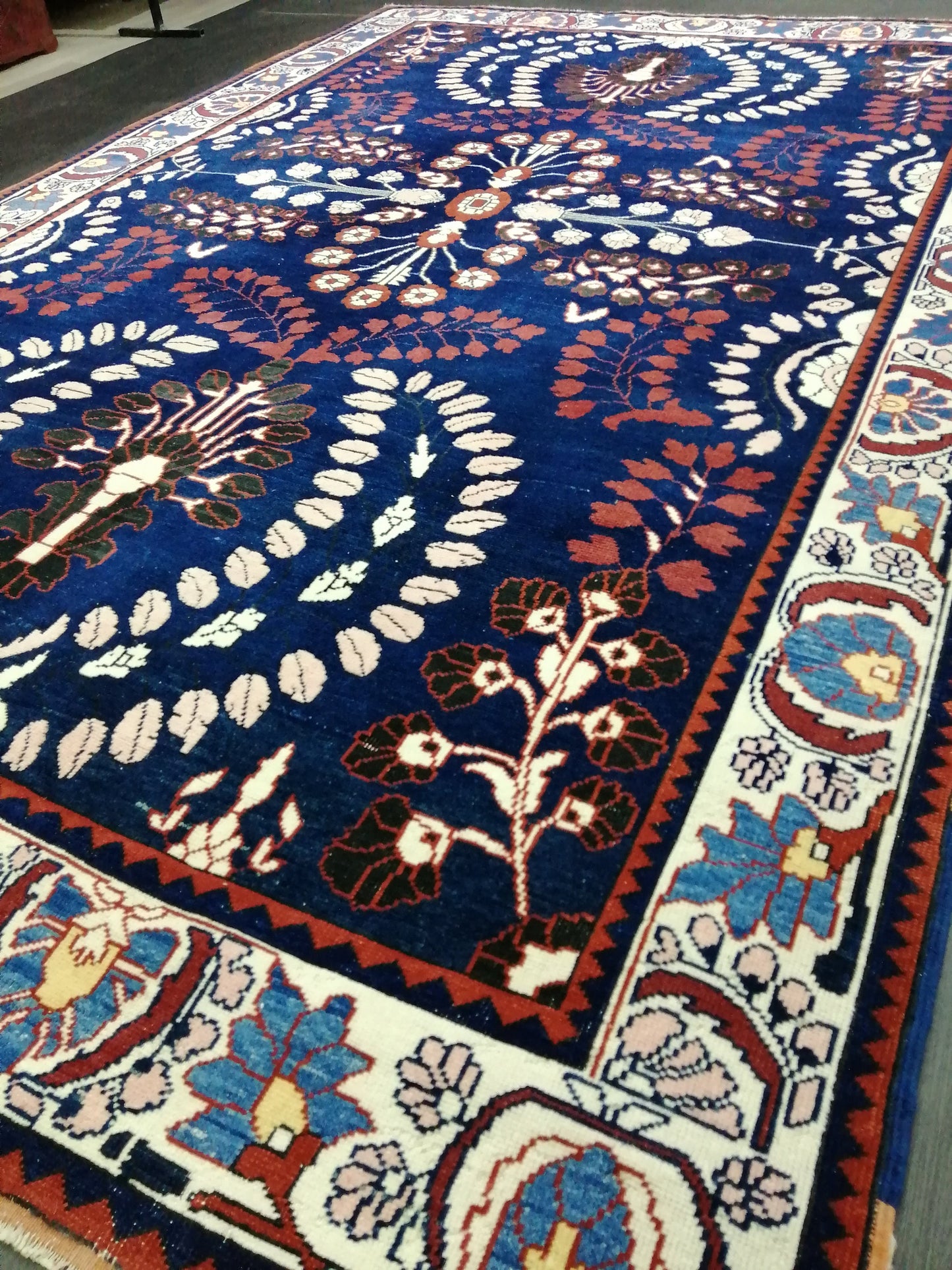 Oriental RUG 6.9 x 10.8 Oushak Rug  Blue Persian Rug Navy Vintage Rug Fine Oushak Rugs Antique Turkish Rug Muted Turkish room Rug 7x11 rug