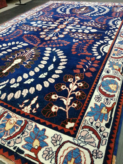 Oriental RUG 6.9 x 10.8 Oushak Rug  Blue Persian Rug Navy Vintage Rug Fine Oushak Rugs Antique Turkish Rug Muted Turkish room Rug 7x11 rug