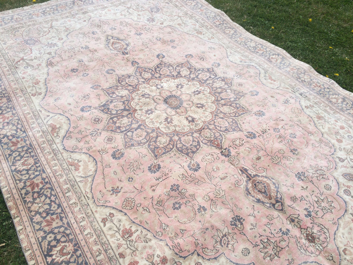 6.5 x 10 Persian RUG, Oriental Rug Large Area Rug, VINTAGE Rug, Turkish  Rug,Hand Knotted Rug Antique Rug Muted  Rug, 7x10 Light Pink Rug