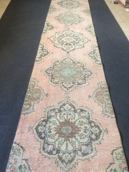 11.3 X 2.7 Oushak Runner Rug  Vintage Runner Rug Turkish Runner Rug Hallway Runner Rug Kitchen Runner Rug Wool Runner Rug Wool Oushak Rug