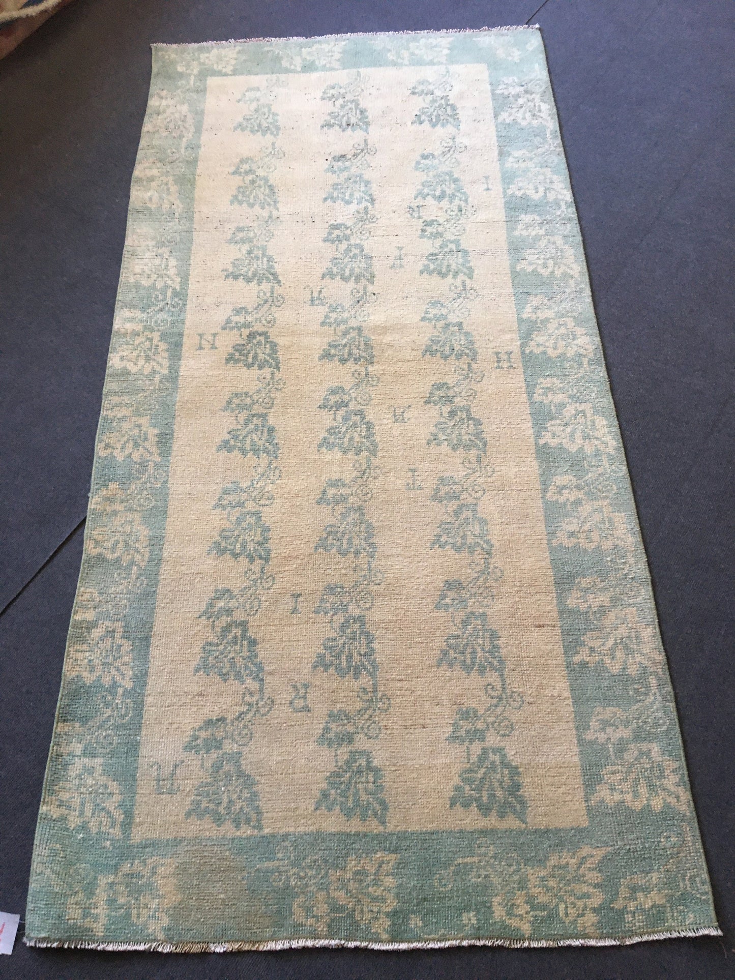 3.5x7 feet handmade wool turkish bedroom area rug, oushak vintage grey kitchen floor rug, large living room area rug, wide bathroom pink rug