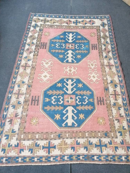 Turkish oushak wool rug 5x8 vintage handmade rug bohemian rug living room rug