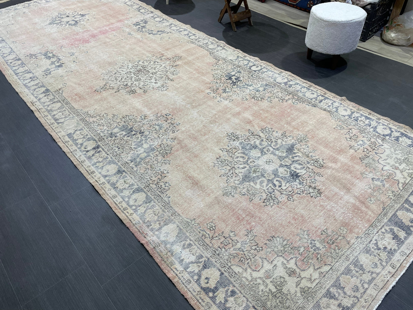 Muted Distressed Runner Rug, Antique Turkish Runner 5x13 Rug Vintage Runner Rug Hallway Runner Rug Kitchen Runner Rug Wool Handmade Runner