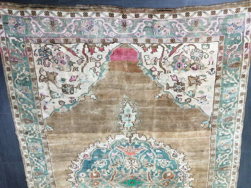 Hand Made Vintage RUG, Turkish Rug Large Area Rug, 6.7 x 10.8 VINTAGE Rug, Oushak  Rug,Hand Knotted Rug, Neutral Rug Antique Rug