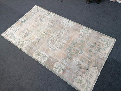 Muted distressed vintage rug 3'8x6'7 turkish rug, muted rug oushak rug floral rug oriental rug antique rug