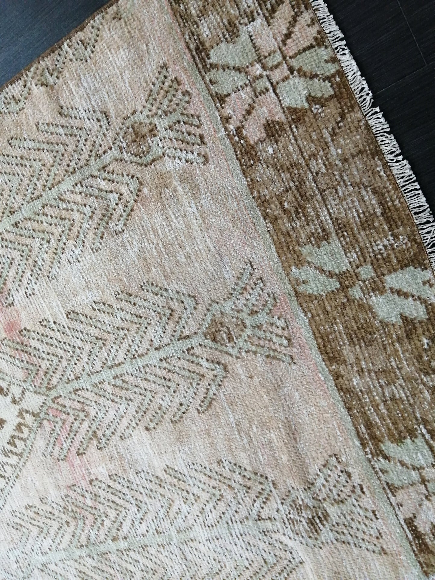 12 x 3.2 Muted Vintage Runner Rug Muted Hallway Runner Rug Kitchen Runner Rug Distressed Wool Runner Rug Wool Oushak Runner