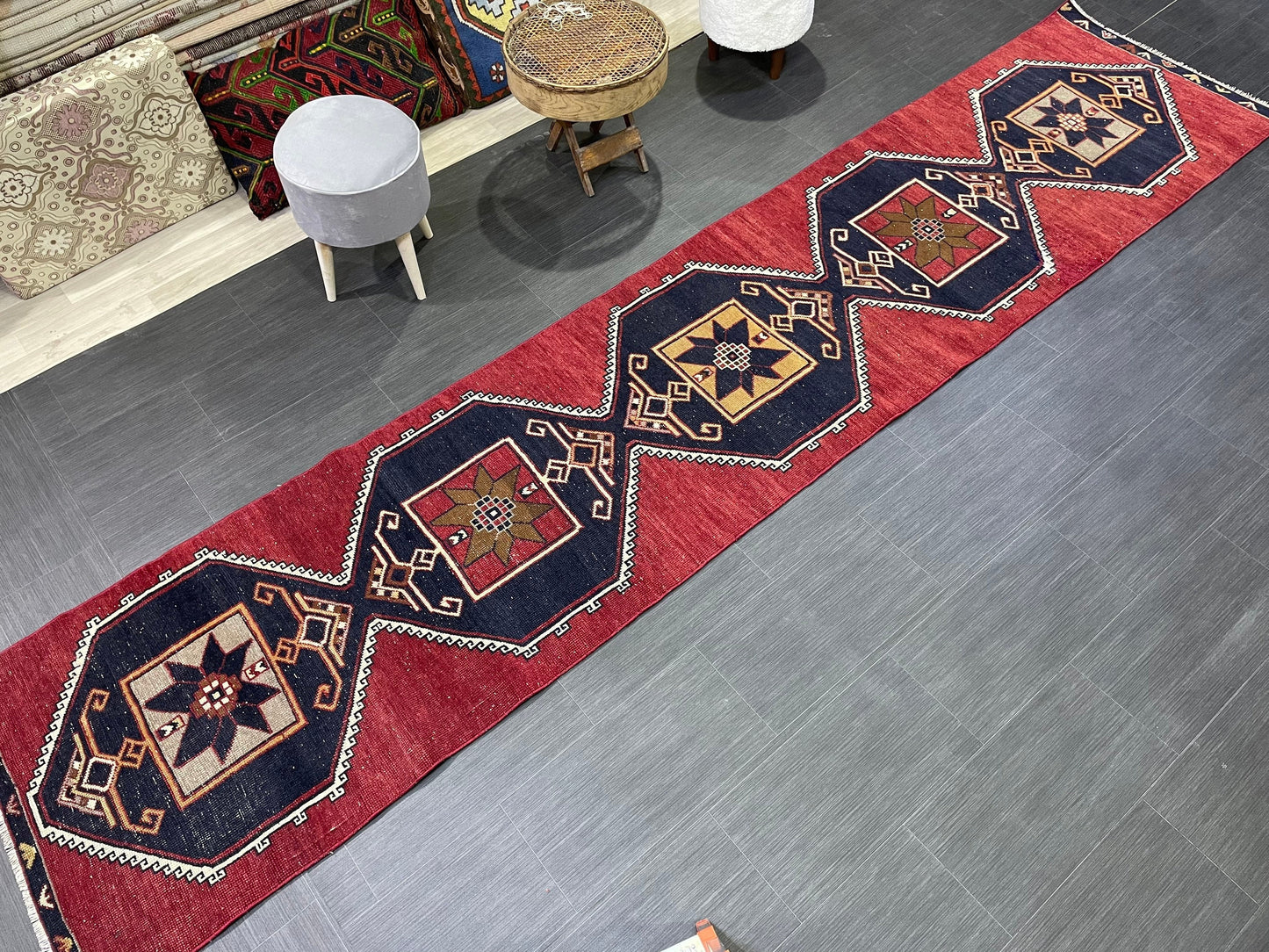 Wool Vintage Runner Rug, Turkish Runner 2.6 x 12.2 Rug, Orienta Runner Rug, Vintage Runner Rug, Hallway Runner Rug Kitchen Runner.