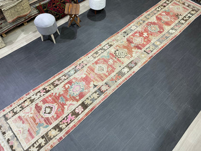 Turkish Oushak Runner 3 x 15.3 Turkish Runner Rug XL Vintage Runner Rug Long Hallway Runner Rug Kitchen Runner Stairs Runner