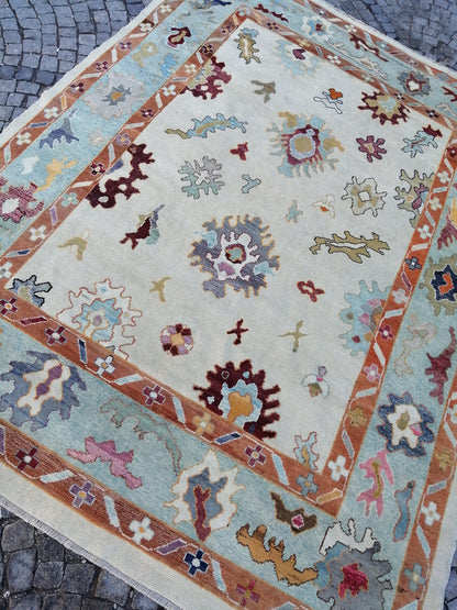 9 by 12 OUSHAK RUG TURKISH Oushak Rug Vintage Oriental Rug  Wool Handmade 9x12 Rug Hand Knotte Rug Hand Made Rugs, Made In Turkey Oushak Rug