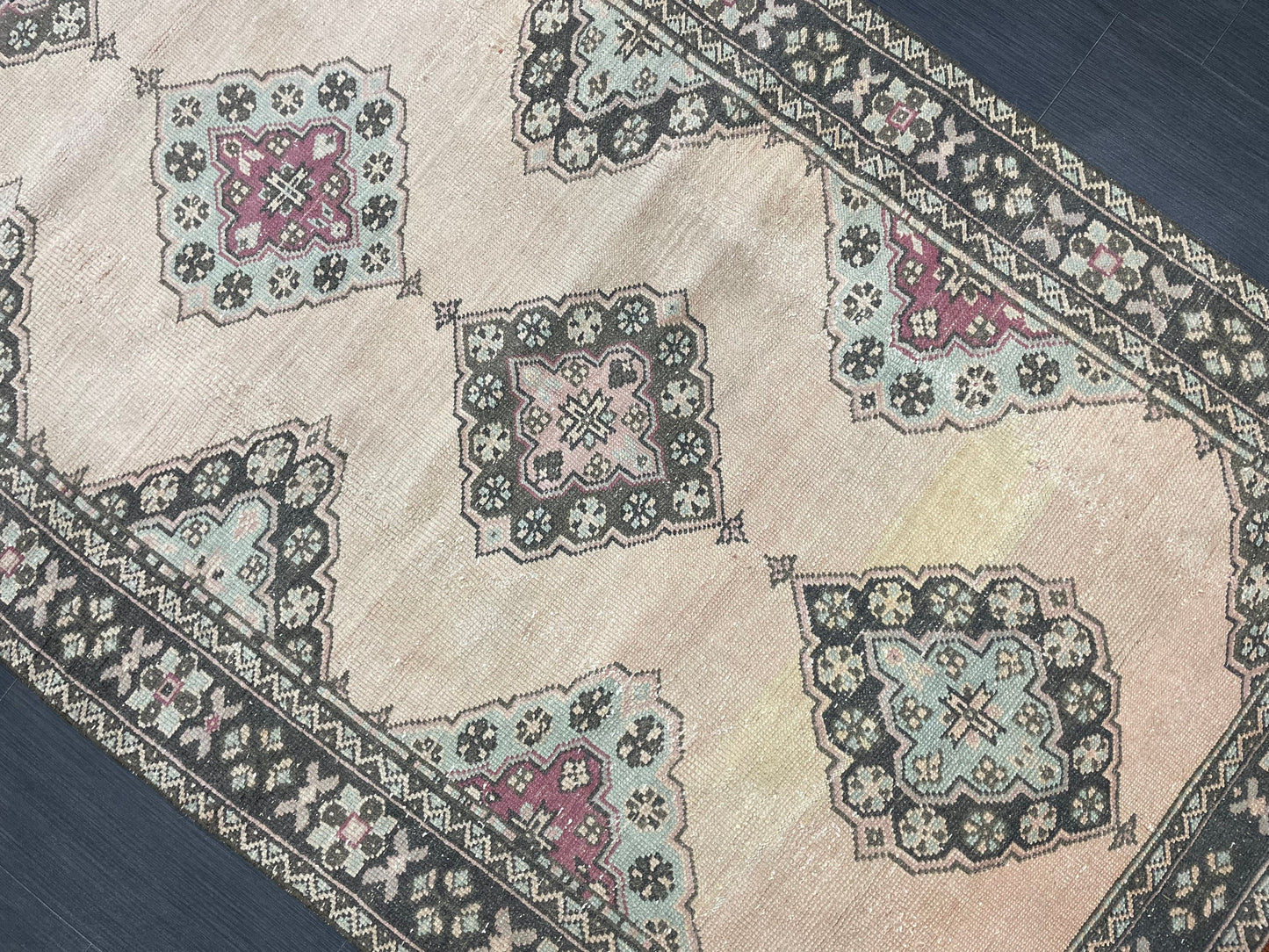 Antique Handmade Runner RUG 4.2 x 10 TURKISH Oushak Rug Vintage Runner Rug Vintage Runner Rug Wool Oushak Rug Handmade Rug Hand Knotted Rug