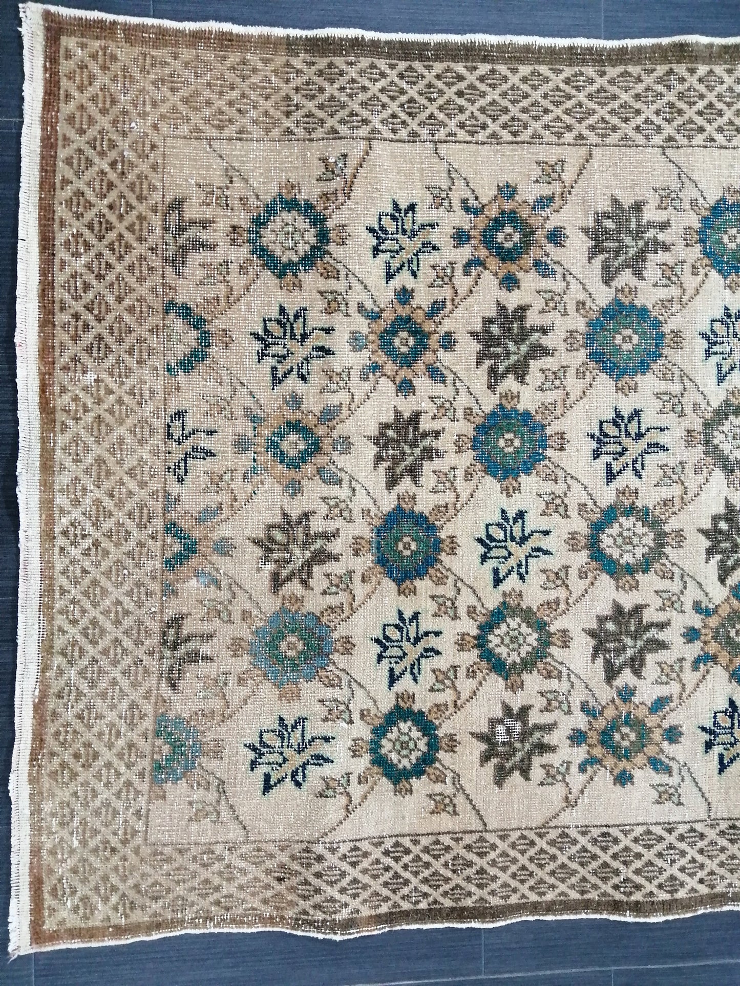 5.9 x 3.3 Floral OUSHAK RUG TURKISH Oushak Rug Vintage Oushak Runner Rug Vintage Runner Rug Wool Oushak Rug Hand Made Rugs Vintage  Rug