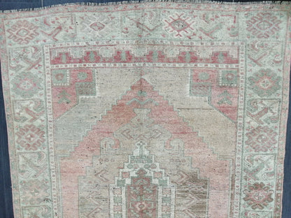 Muted Oushak Runner 4.8 x 10.5 Turkish Runner Rug Vintage Runner Rug Hallway Runner Rug Kitchen Runner Rug Wool Runner Rug Wool Oushak Rug