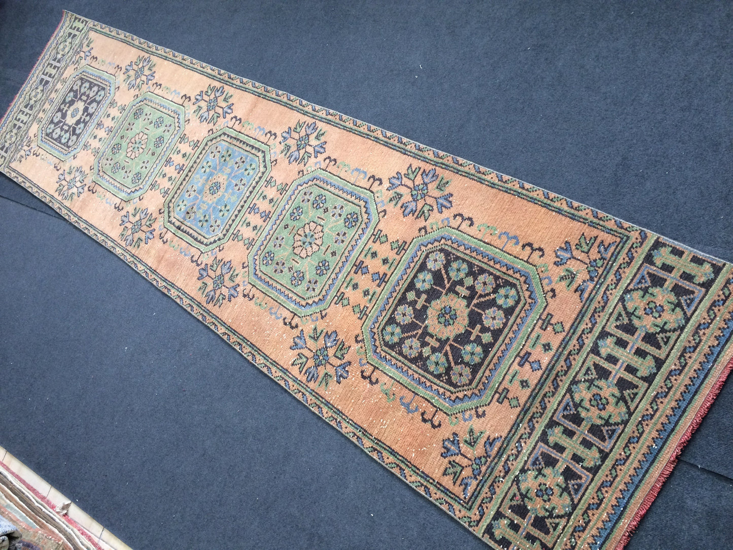 11.4 x 2.9 Oushak Runner Rug Turkish Runner Rug Vintage Runner Rug Hallway Runner Rug Kitchen Runner Rug Wool Runner Rug Wool Oushak Rug