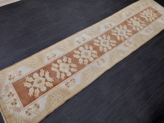 Vintage Runner Rug Hallway Runner Rug Muted 2.4 x 10 Kitchen Runner Rug Muted Wool Runner Rug Oushak Runner Rug Turkish Rug Runner