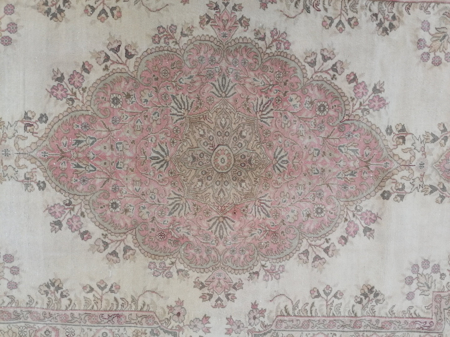 6.10 x 9.8 soft pink turkish rug, vintage rug, large vintage rug, wool oushak rug handmade rug