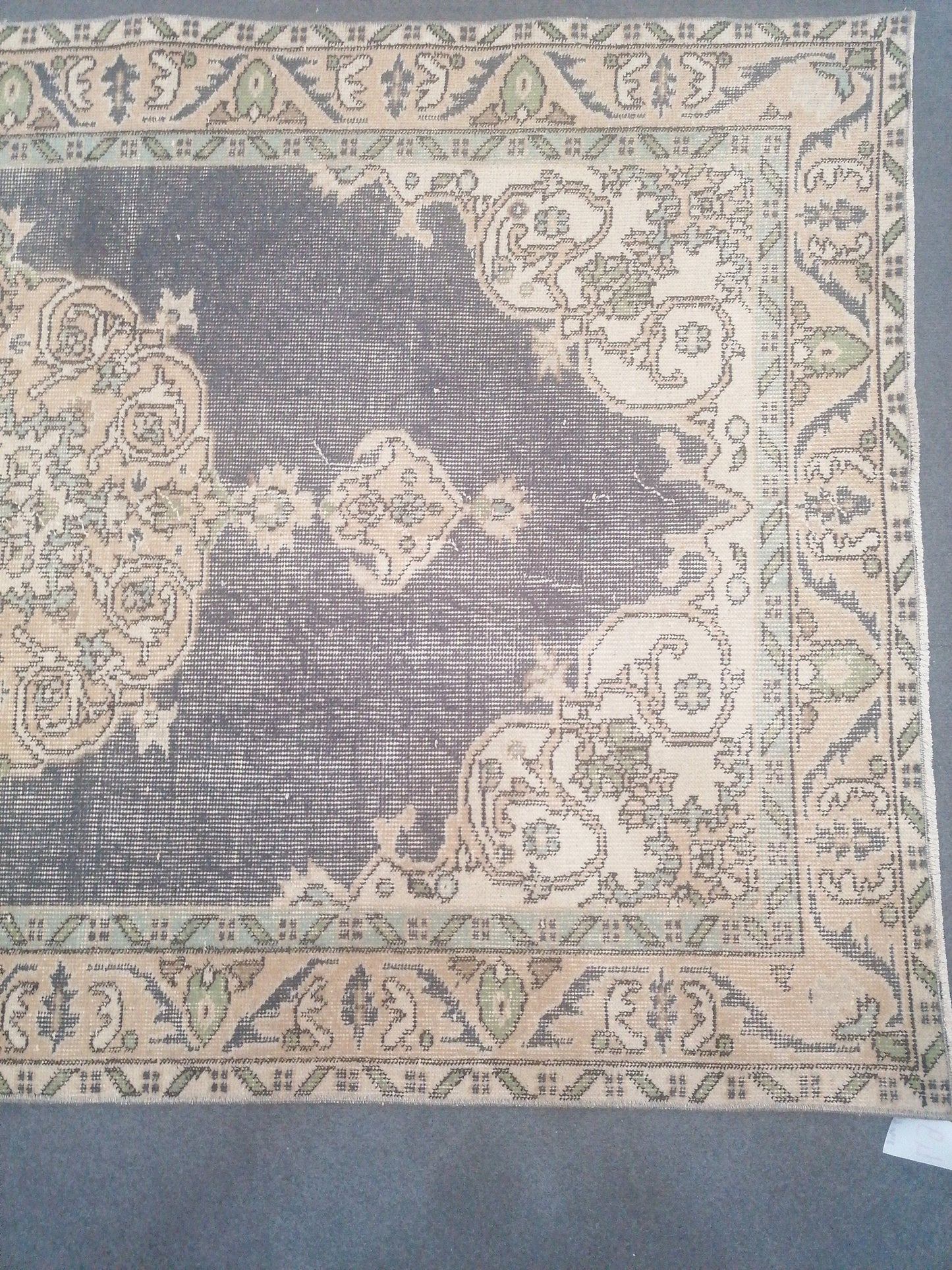 Vintage blue rug 3'9x6'6 distressed oushak rug