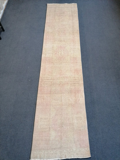 Turkish runner rug, vintage runner  11'7x2'7