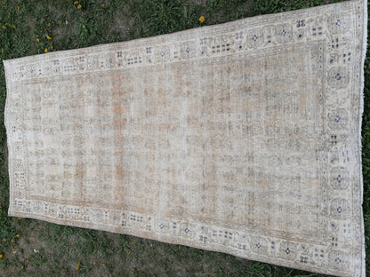 Dissret vintage rug, earth tone oushak rug 3'8x7 living room rug