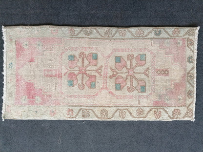 Small vintage unique handmade rug, from konya anatolia turkey natural dyes and hand spun wool area rugs 3'x 1'6" feet