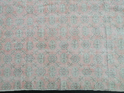 Large Vintage RUG TURKISH Rug 10.5 x 7 Pink Vintage Persian Rug Vintage Oriental Rug Wool Oushak Rug Hand Made Rugs Vintage Turkish Rug