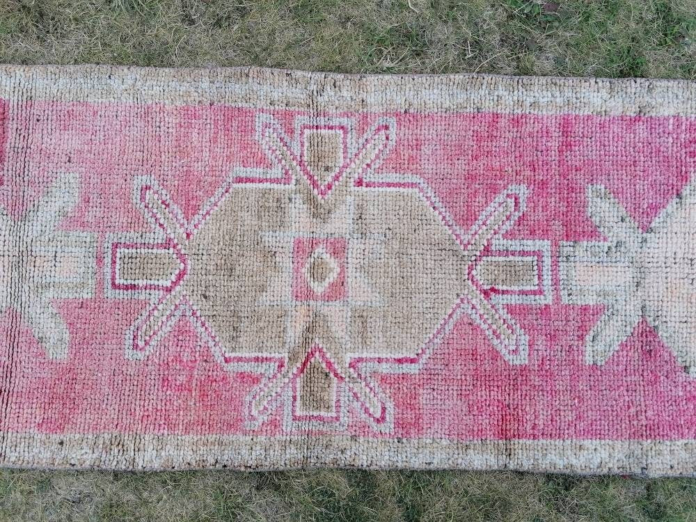 Hallway runner 2'8x10 vintage runner rug, hand made wool rug, kitchen rug, oushak rug