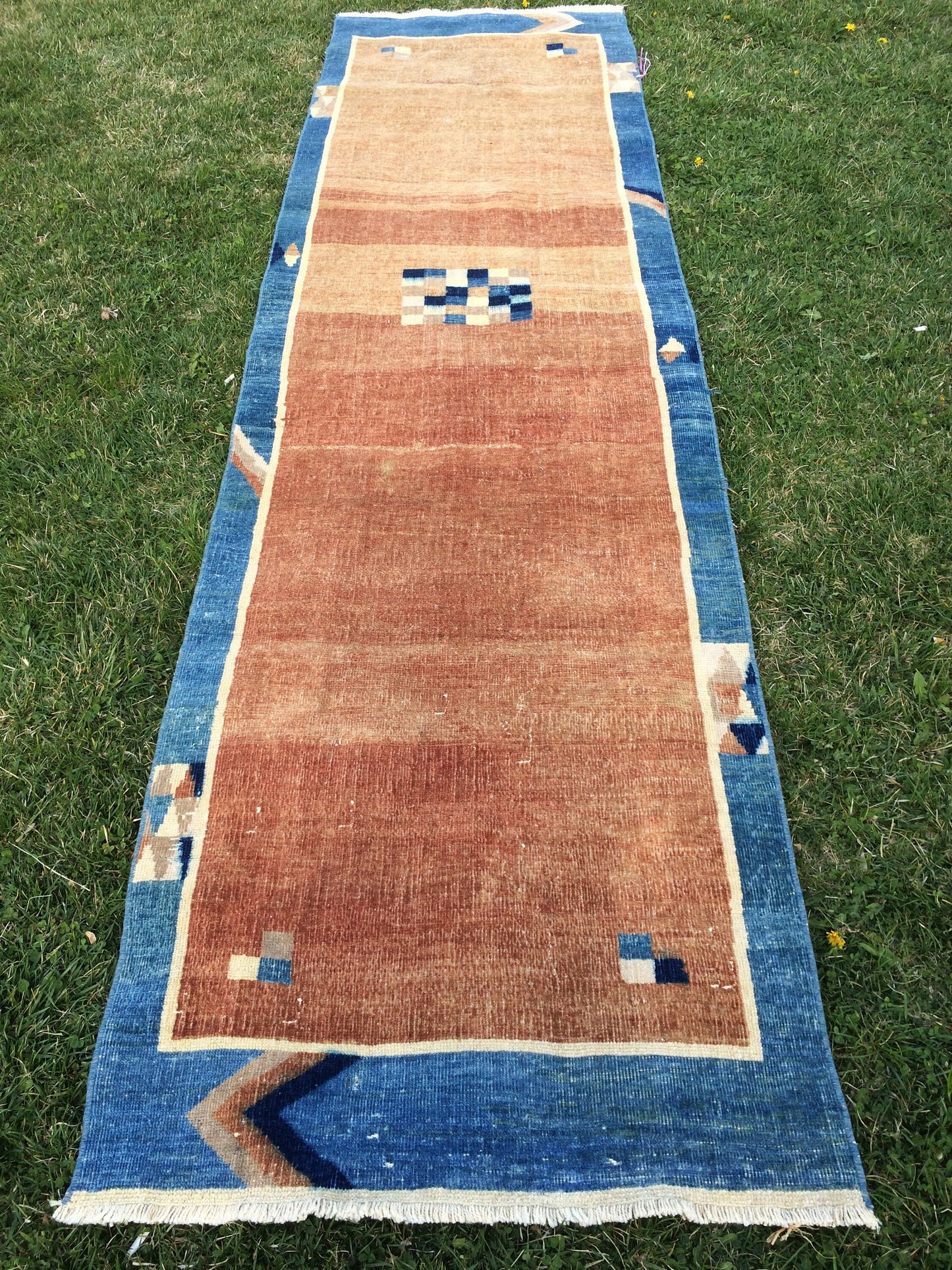 Oushak Runner Vintage RUNNER RUG Turkish Runner Rug, Bohemian Rug, Oushak Runner Rug, Earth Tone Runner Rug Wool Runner Hand Made Runner