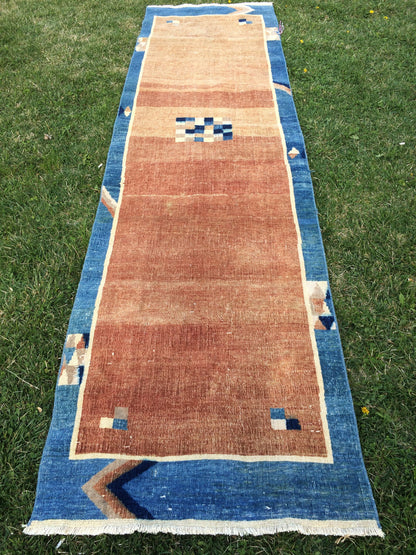Oushak Runner Vintage RUNNER RUG Turkish Runner Rug, Bohemian Rug, Oushak Runner Rug, Earth Tone Runner Rug Wool Runner Hand Made Runner