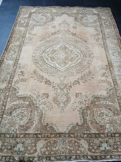 Vintage Rug 6.4 x 9.6 Muted Vintage Persian Rug Vintage Oriental Rug Hand Knotted Rug Hand Made Rug Large Area Rug