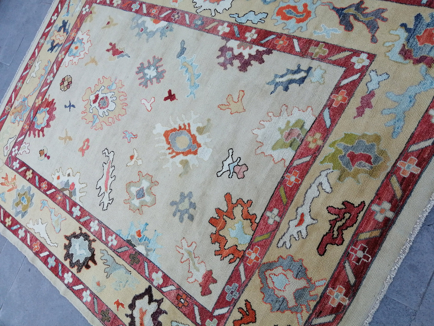 12 x 9 OUSHAK RUG, TURKISH Oushak Rug, Vintage Oushak  Rug, Rug, Wool Oushak Rug Hand Made Rugs, Made In Turkey 9x12 Oushak Rug