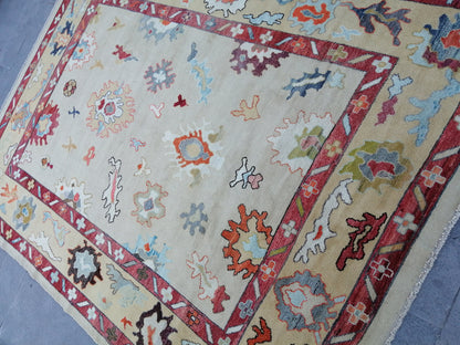 12 x 9 OUSHAK RUG, TURKISH Oushak Rug, Vintage Oushak  Rug, Rug, Wool Oushak Rug Hand Made Rugs, Made In Turkey 9x12 Oushak Rug