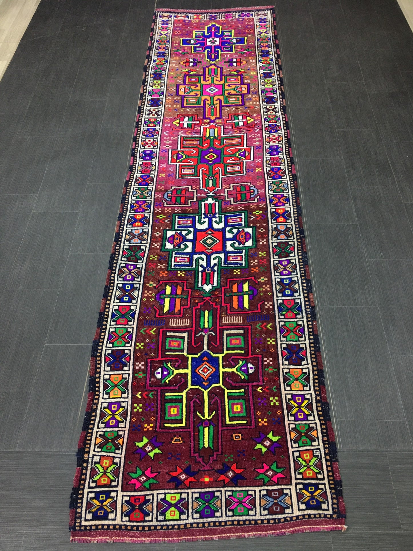 Vintage Runner Rug  3x12 Hand Knotted Runner Rug Turkish Runner Rug Muted Persian Runner Rug Vintage Runner Rug Oriental Runner Rug