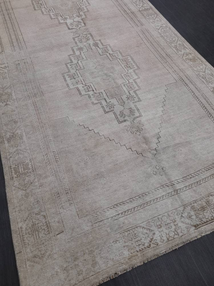 Muted Vintage RUG TURKISH Large Rug 5 x 10.8 Oushak Rug Vintage Oushak Rug Vintage Rug Muted Oushak Rug Hand Made Rug Vintage Neutral Rug