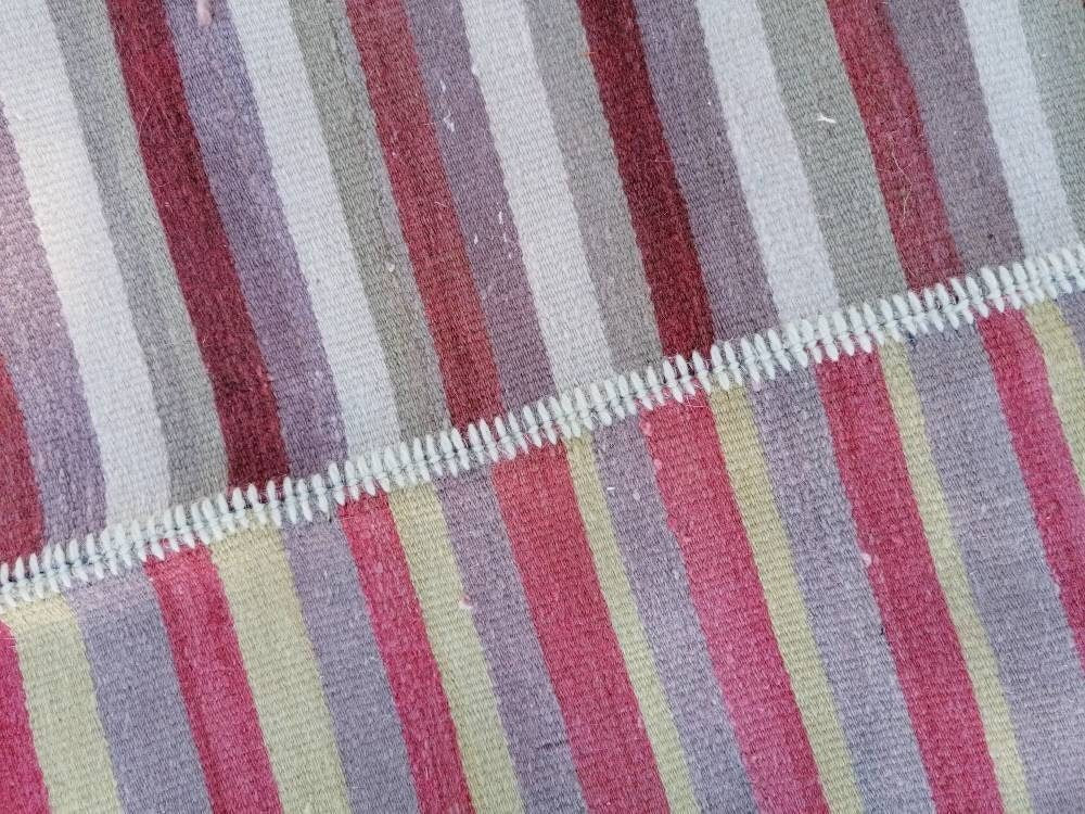 9.5x9.9 Flatwoven kilim rug stripe turkish handmade rug, Flatwoven vintage oushak rug, wool rug