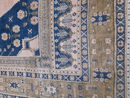 Navy and Pink OUSHAK RUG 5.8 x 11 TURKISH Rug Vintage Oriental Rug Vintage Persian Rug Wool Oushak Rug Hand Made Rug Vintage Turkish Rug